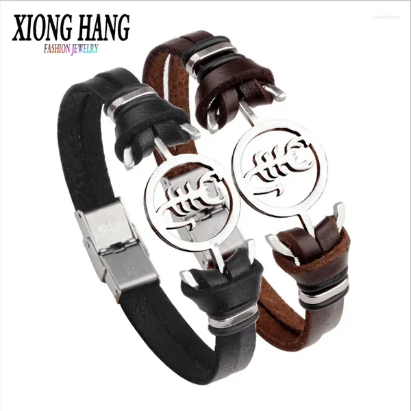 Braccialetti di fascino xionghang uomini bracciale punk king in acciaio inossidabile scorpion design lunghezza di gioielli regolabile da uomo regolabile goccia