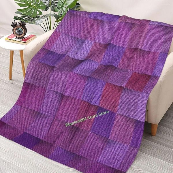 Decken Sackleinenmuster Multi -Pink -Farbtöne Retro Vintage Fun Squares Moderne Trendy Happy Color Girly Throw Decke