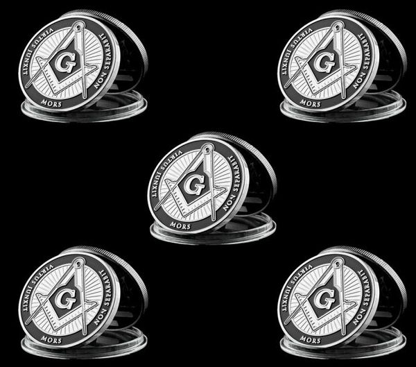 Coleção de 5pcs Coin European Brotherhood Masons Maçônico Token 1 oz Silver Plated Challenge Blge6492291