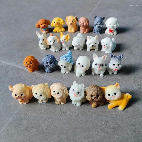 Figurine decorative 12pc carino cucciolo di piccolo cane decorazione animale decorazione in resin