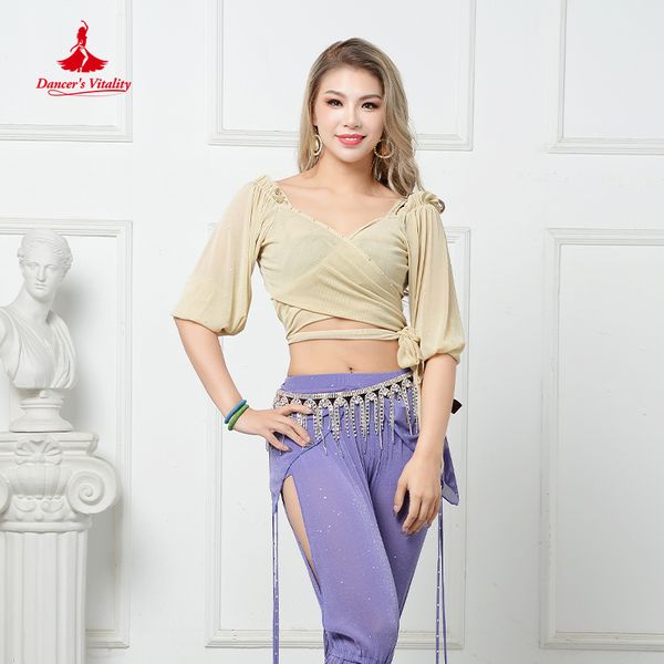 Göbek Dans Performansı Takım Kış Yarım Kollu Kadınlar İçin Üst Pantolon Oriental Wear Girl'in Göbek Dans Eden Tops Pants Giysileri