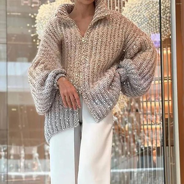 Suéteres femininos Moda Mulher Sweater de lantejoulas Casa externa Glitter solto Cardigan Cardigan Roupos Men Men Guy