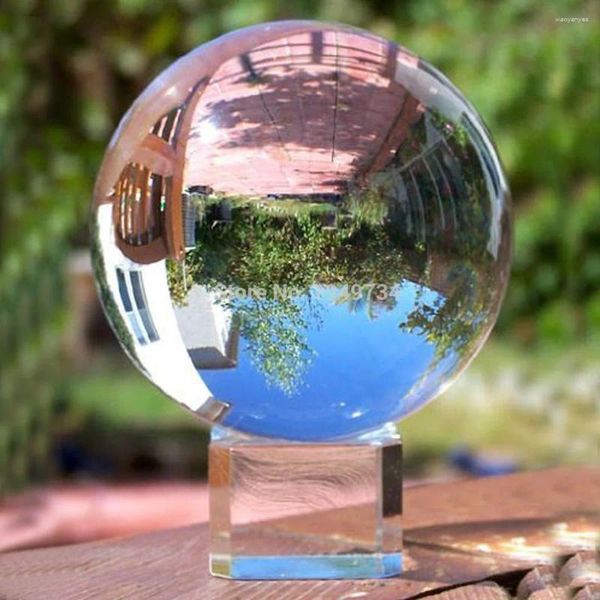 Estatuetas decorativas 1pcs k9 asiático raro quartzo natural clear Magic Crystal Glass Healing Ball Sphere com suporte