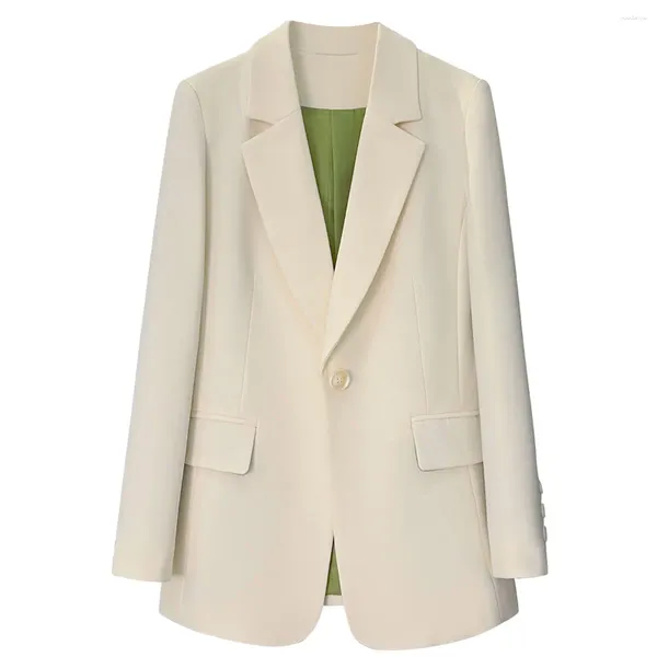 Ternos femininos bege blazer casual para mulheres primavera sob medida um botão de jacket de terno sólido