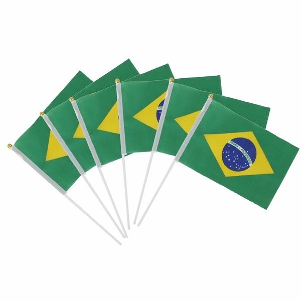 14*21см 5/10/20pcs Бразилия Национальный полиэстерский флаг рук Бразилии открытый крытый флаг рук для празднования