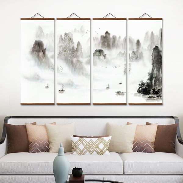 Mt0040 in stile cinese Swallow paesaggio decorativo arte decorativa poster di tela di tela in legno solido dipinti