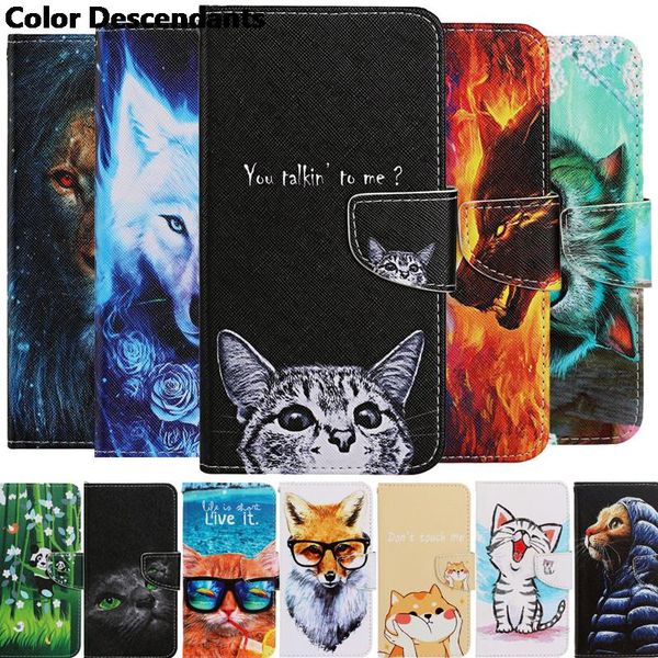 Capa de telefone para iPhone 6 6s 7 8 mais 12 11 Pro x xs xr max panda gatos gatos cachorro animal flip couro carteira slot slot traseiro capa do livro