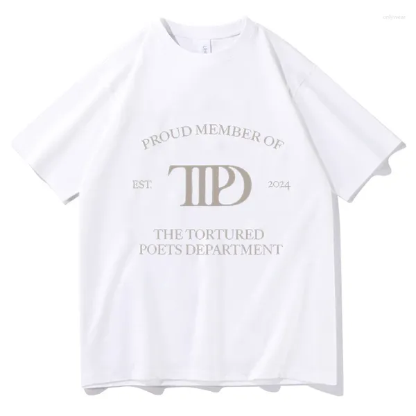 Camisetas femininas 2024 O departamento de poetas torturados harajuku imprime homens algodão camisetas de hip hop de manga curta de manga curta