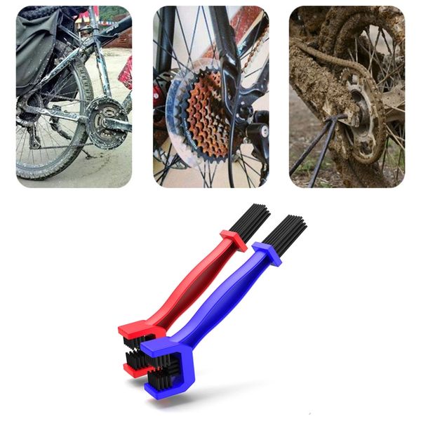 Motorradkette Clean Pinsel Kit Fahrradgetriebe Wartung Reiniger Werkzeuge Schrubben-Set-Fahrradpflege stabiler dauerhafter Doppel-End-H9EE