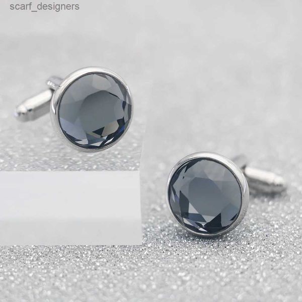 Cuff Links Novo chegada minimalista e estilo luxuoso Crystal Cutting Design Cufflinks Acessórios de terno de camisa masculina