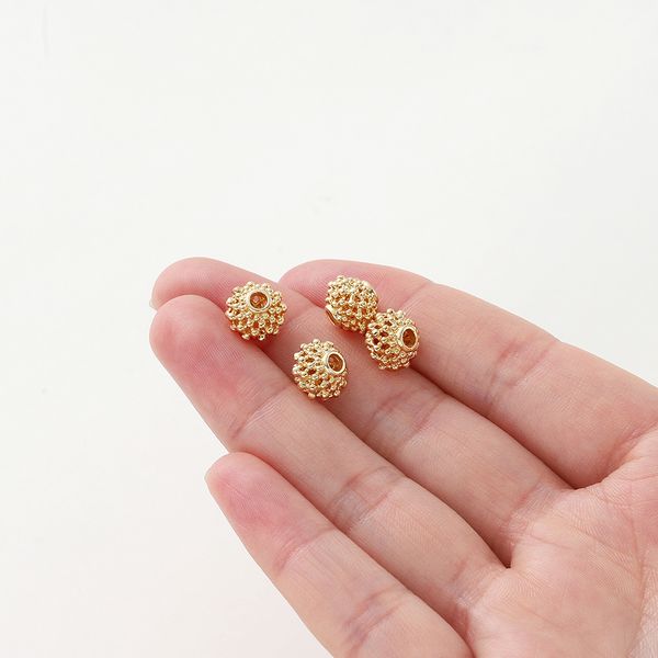 5pcs/Los 8*10mm 14K 18K Goldfarbe Runde Spacer Perlen Halskette Dekorieren Sie Großhandelsperlen für DIY -Schmuckzubehör machen Accessoires