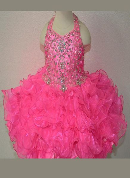 New Fuchsia Rosie Girls Kids Kids Tones Ousks Occasione formale Tiers Terline Organza Halter Mini Prom Party Baby Girl Gowns 202771648