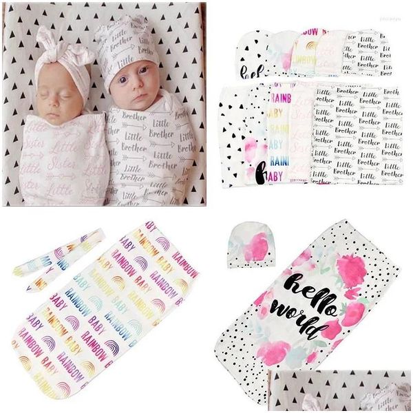 Cobertores Surpreendendo 2pcs/conjunto de mangas de bebê com chapéu confortável ddle wrap wrap menino menina banda de descarga de desconhe envelope Drop Delive Otayd