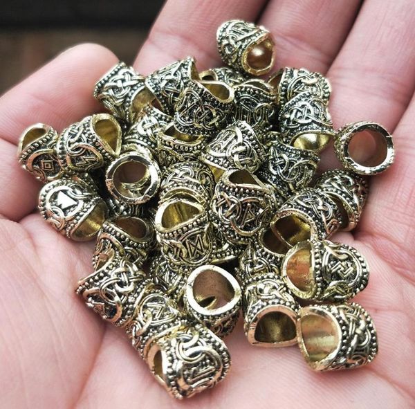 24pcs Runen Runen Metallperlen Viking Schmuck Perle für Haarbart geflochten
