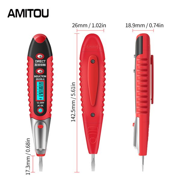 Detector de tensão de exibição AMITOU VD700 AC70 ~ 250V Multifuncional Ferramenta de Teste de Teste de Teste de Toldio