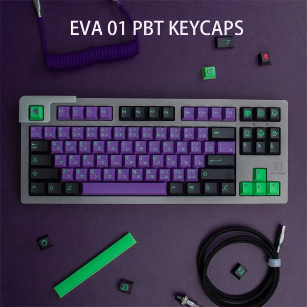 Tastiere tastiera meccanica GMK Eva 01 PBT KeyCaps Anime Evangelion01 130 Chiavi Profilo ciliegia Dyesubed Purple Gaming Chiave personalizzate tappi