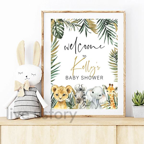 Personalisierte Babyparty Willkommenszeichen Kunst Print Dschungel Babyparty Poster Boho -Stil Leinwand Malerei Brautduschendekoration