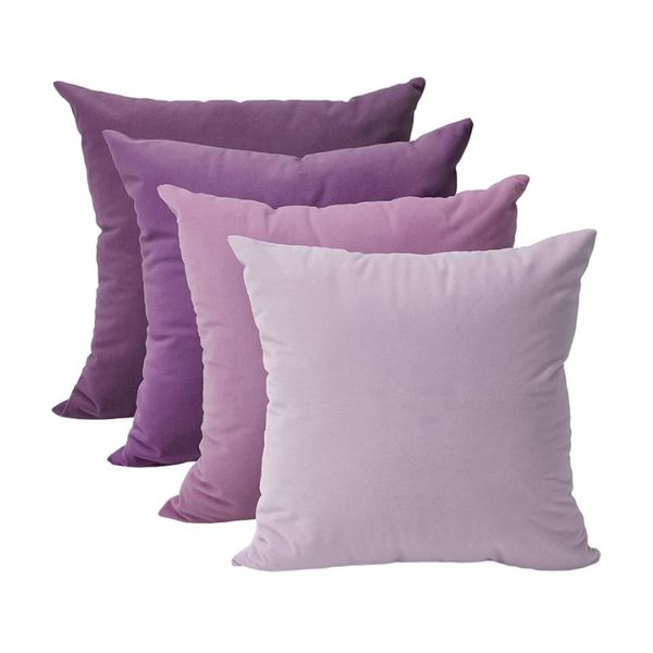 Set di inyahome di 2 cuscini viola coperte di cuscini di velluto morbido divano decorativo solido cuscine