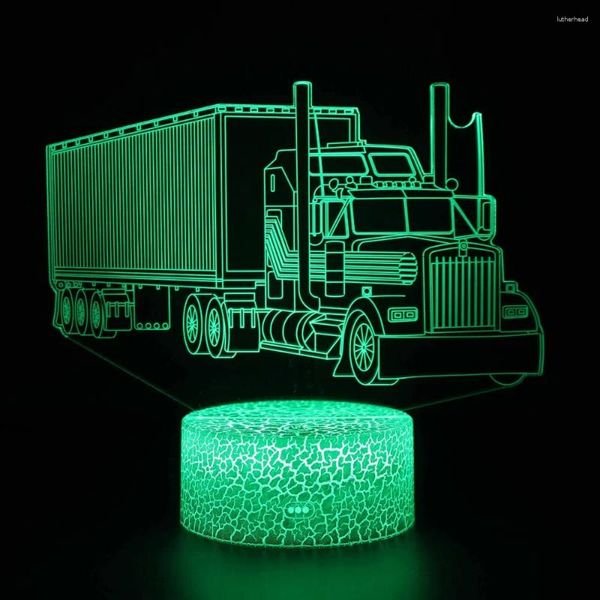 Luzes noturnas Nighdn Truck Led Light For Kids 3D Ilusão Lâmpada 7 cores Mudança Decorações de quarto Presentes de aniversário meninos adolescentes