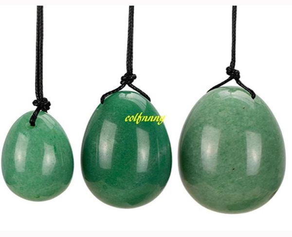 3pcs Oggerio naturale di Aventurine Green Ogg per esercitazioni per pavimento pelvico Muscolo vaginale Frenone perforato Yoni Egg Ben Wa Ball5448143