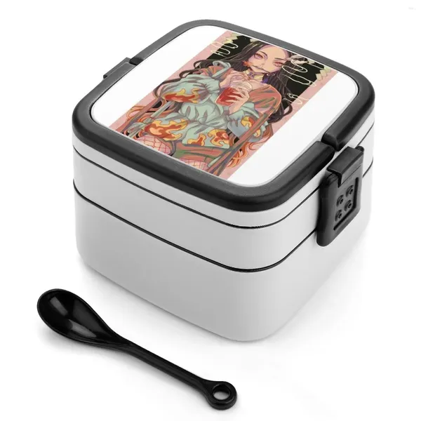 Dinnerware uteria esteticamente agradável estilo arte bento caixas de trigo pp material de vazamento de materiais com weebs nezuko sexy sexy