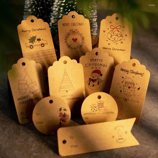 Decorazione per feste 100 pezzi Christmas Kraft Packaging Tags Hang Tags Candy Boxes Prezzo per le etichette di fiori/cosmetici