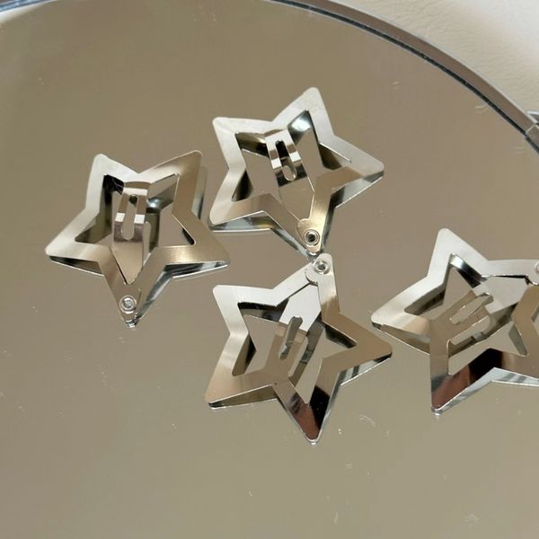 2/50pcs prateado metal star caba women snap clipe hairpins barrettes clipes bb bobby pino para menina y2k chapéu acessórios de cabelo