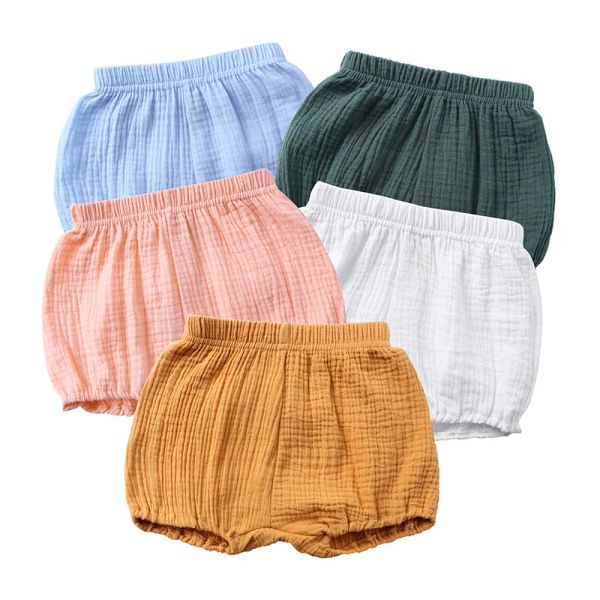 Calças verão 04 Baby Bloomers Candy Color Girls shorts linho para crianças meninas recém -nascidas calça calça