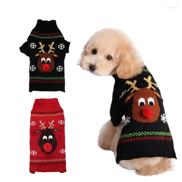 Abbigliamento per cani vestiti per animali domestici inverno naso rosso cervo di Natale maglione chihuahua cucciolo gatto per cani di piccola taglia calda alci natalizi all'ingrosso