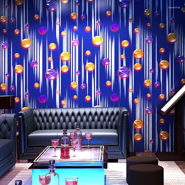 Wallpaper Tapete 3D -Wandabdeckung für KTV Disco Dance Hall Korridor 53 cm x 9,5 m auffälliger Planet Kreis Rot Blau Schwarz Orange