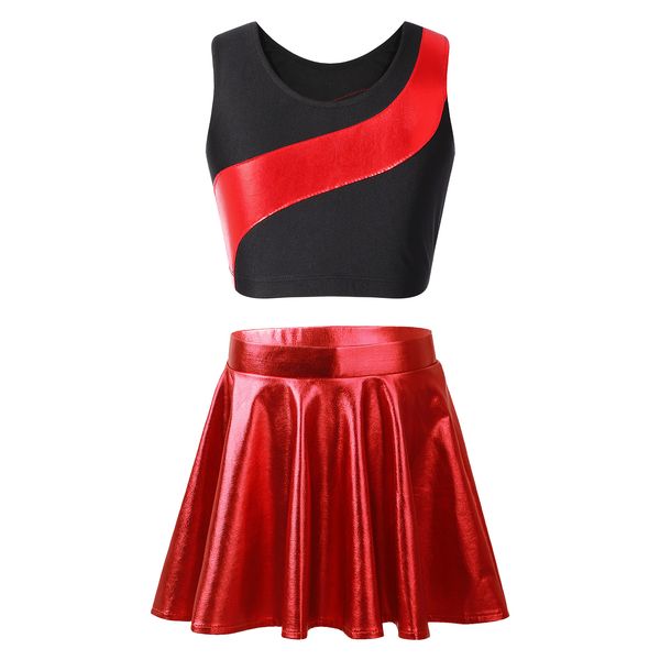 Kinder Girls Cheerleading Uniformen Zweiteiler Jazz-Tanz-Outfit Kinder Hip Hop Kleidung Set für Tanzperformance Tanzkleidung