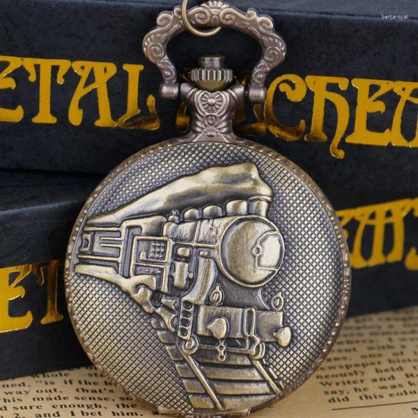 Relógios de bolso Relógios gravados de colar de design frontal de design de quartzo com cadeia de fãs femininos presentes