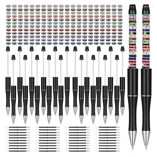 Beadable Pens Пластика Bead Bead Pen Ballpoint Diy Boy Girl Студенческая выпускная подарка в школу школьные принадлежности