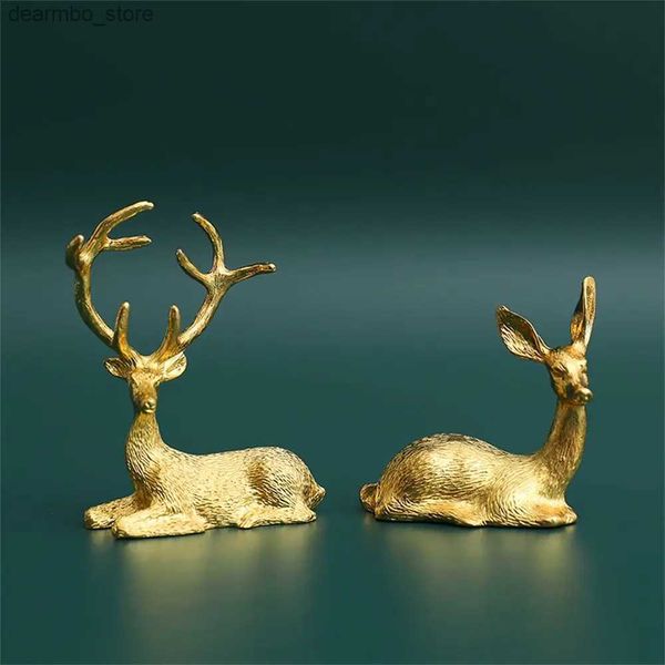 Kunsthandwerk 1 Paar Elch Deer Statue Nordic Ornament Art Fiurine Vintae altes Handwerk Tischdekoration Foto Requisiten Home Ift L49