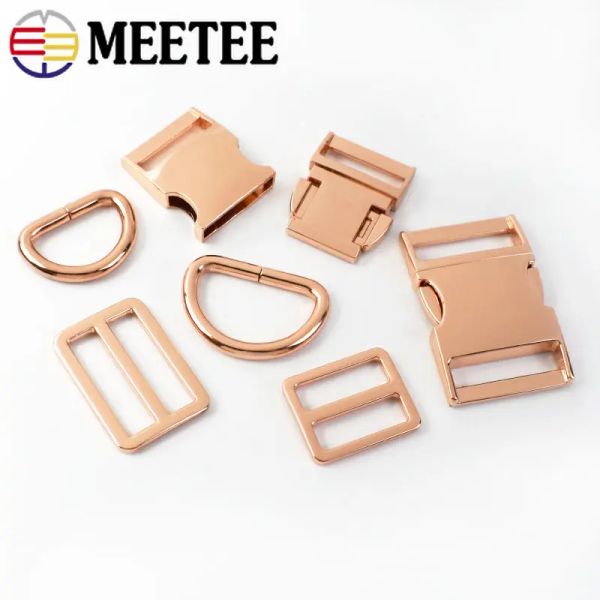 1Set Meetee 15-38 mm Beutelgurt Schnalel Metall Schnalle Schnalle D Ring Tri Glide Klaspflügel Gürtel Hundehaken DIY-Zubehör