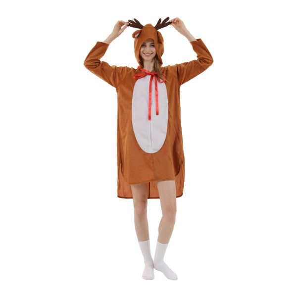 Eraspooky unisex yetişkin çocuk Noel ren geyiği kostüm aile elk cosplay kıyafetler çift hayvan pijamaları karnaval parti takım elbise