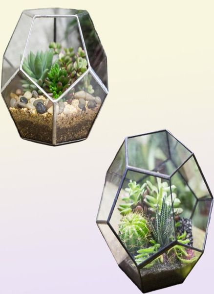 NCYP Modernes Glas Terrarium Blumentopf Gold Geometrische Terrarium Bonsai Blumentöpfe Pflanze Pflanzgefäß Desktop Display Blumenpot Y2007239569886