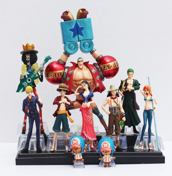 10pcsset anime giapponese Anime One Piece Action Figure Collection 2 anni dopo Luffy Nami Roronoa Zoro Handdone Dolls C190415019834881