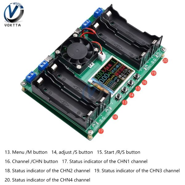 2/4 canale 18650 Modulo tester di capacità della batteria MAH MWH Digita Detector di alimentazione batteria Modulo 18650 Tester Batteria Type-C Auto