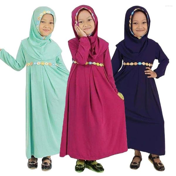 Abbigliamento etnico per bambini musulmani abiti ragazze abaya dubai abito hijab arabo kaftan bangladesh tacchino vestidos abito malese