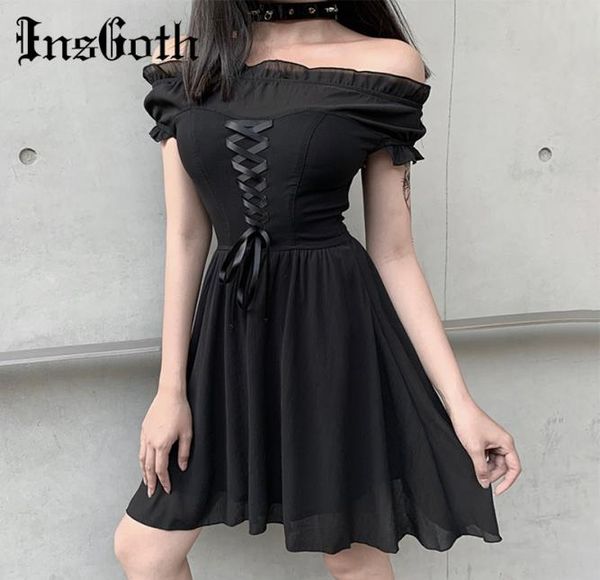 Partido elegante da INSGOTO OFF MINI MULHERES MULHERES BLACK MASH CHIFFON BANDAGE