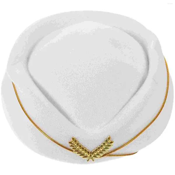 Cappello da assistente di volo dei berretti per hostess Pillbox Party Show Stage Props (Beige)