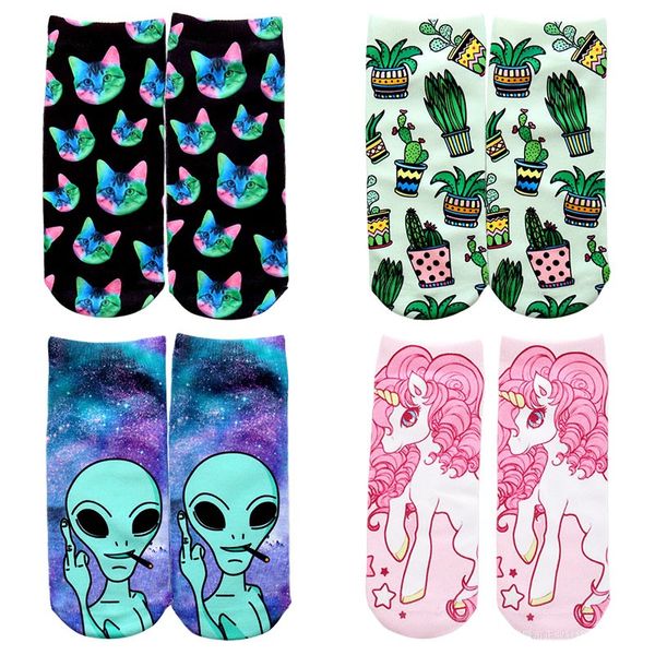 Women Fun Socks Nuovo gatto a buon mercato Cat RIPND ALIEN FLAMINGO UNICORN 3D Digital Printing Personalizza le Socks Original Funny Ladies Z111