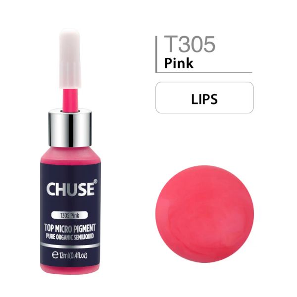 Lieferungen Chuse Pink T305 Permanent Make -up -Tintenlippen Tattoo Ink Set Microblading Pigment Professional 12ml 0,4 Unzen