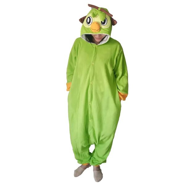 Grookey Onesie Cosplay Costume Poleece Pijamalar Cadılar Bayramı Tek Parçalı Kigurumi Tam Vücut Pijama Anime Noel Kış Plapwear