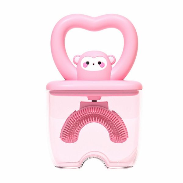 Uskrush a forma di U: Love Monkey Baby Cute Manual Dente a forma di U con copertura Recensioni di giocattoli a forma di silicone a forma di U per bambini