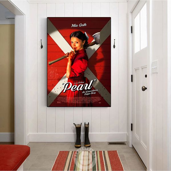 Pearl 2022 Horror Films Poster X-Traordinary Origin Story Film Stampe dipinti tela dipinti Wall Art Cinema privato Decorazione