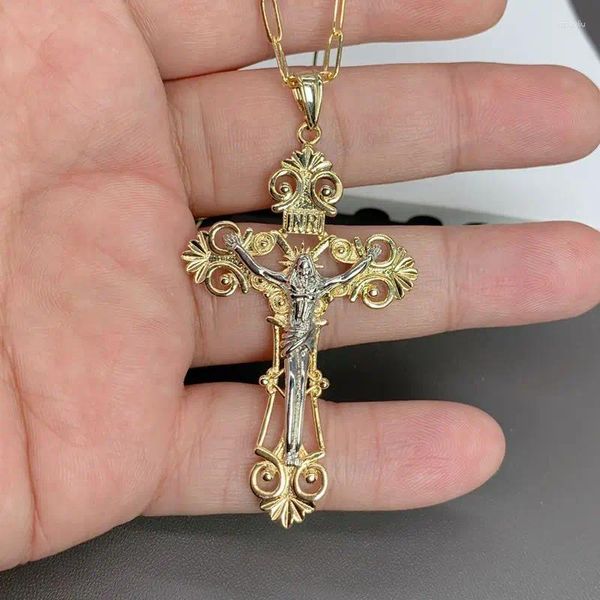 Collane a pendente Pvd 18k oro Crocifisso Gesù collana pezzi per donne Talisman metallica grande o doni di gioielli religiosi a catena