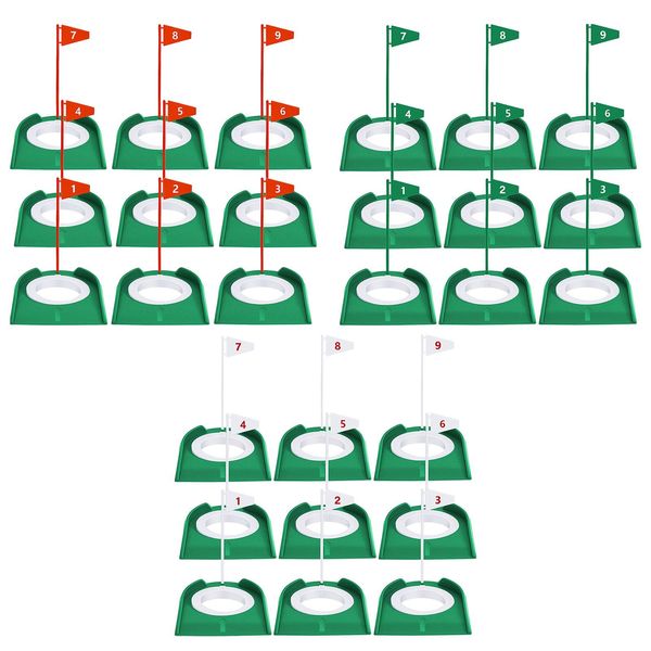 9pcs Golf Pult Cup and Flag Trainer Aid Practice w/ Flag Putt Training Hole для посадки на двор в помещении мужчин