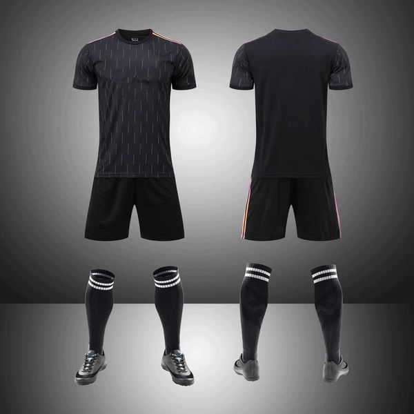 Black Set Full Body Jersey Team, вышитая взрослые и детские футбольные тренировки